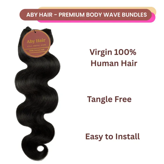 Aby Hair 100% Virgin Human Hair Body Wave Bundle Double Drawn 12A Soft Silky Full Ends Premium Quality - Image 4