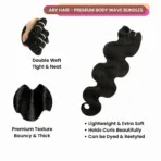 Aby Hair 100% Virgin Human Hair Body Wave Bundle Double Drawn 12A Soft Silky Full Ends Premium Quality - Image 2
