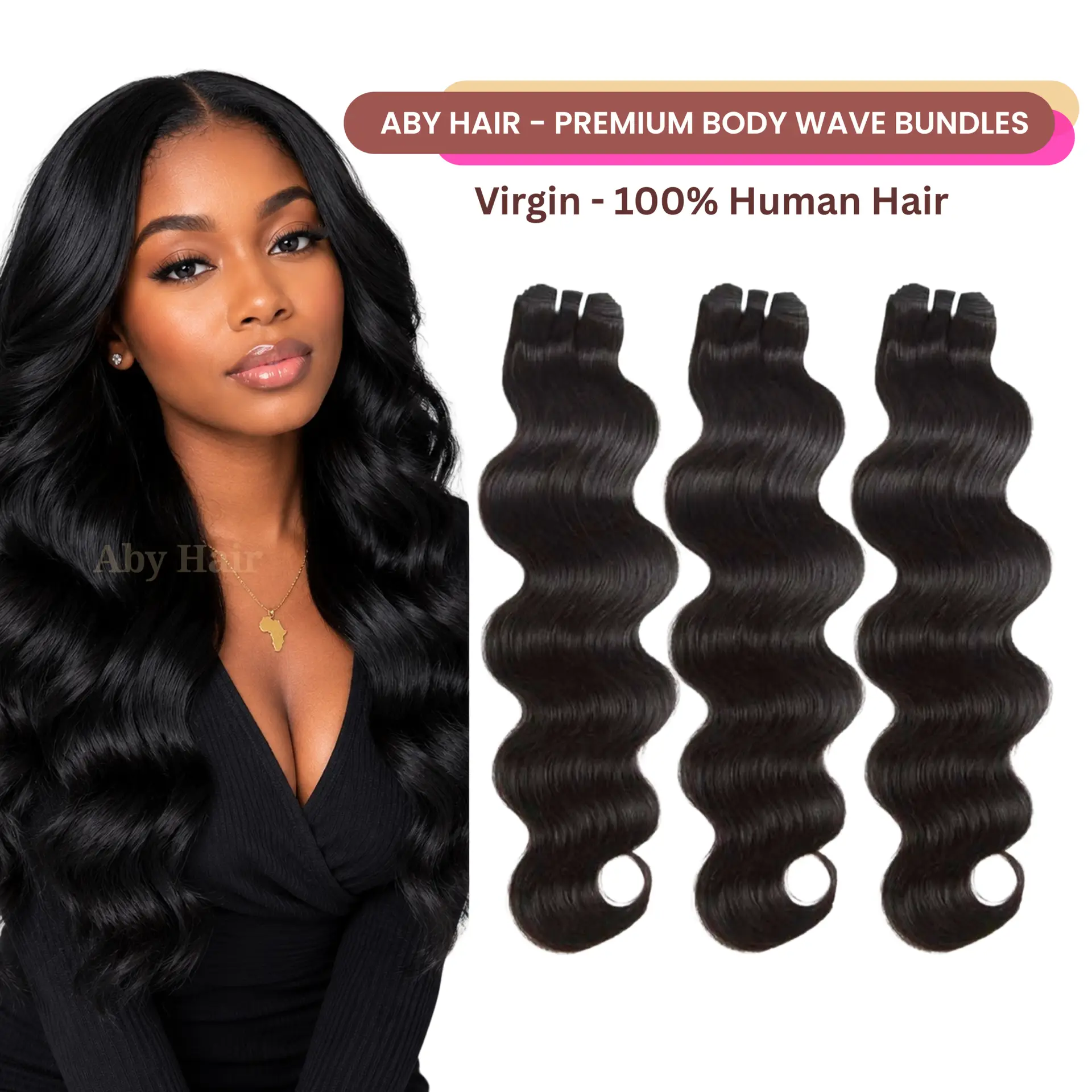 aby hair bundle1 Aby Hair 100% Virgin Human Hair Body Wave Bundle Double Drawn 12A Soft Silky Full Ends Premium Quality - Image 1