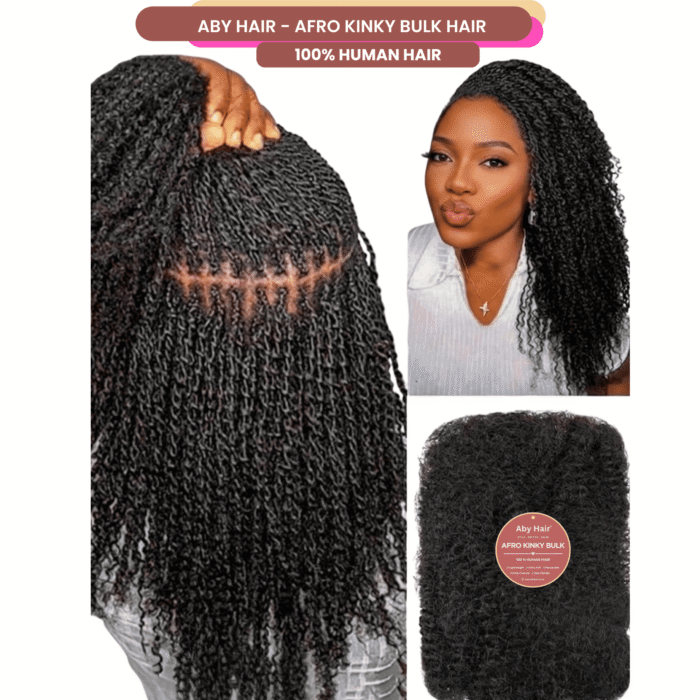 Afro Kinkys Curly Bulk Human Hair for Twist Dreadlock Extensions 50g/Pack Natural Fluffy Hair Bundle for Women, Men and children. - Image 7